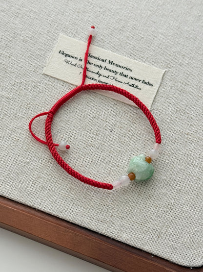 Lucky Pig Fortune Green Myanmar m Jade Grade A Bracelet