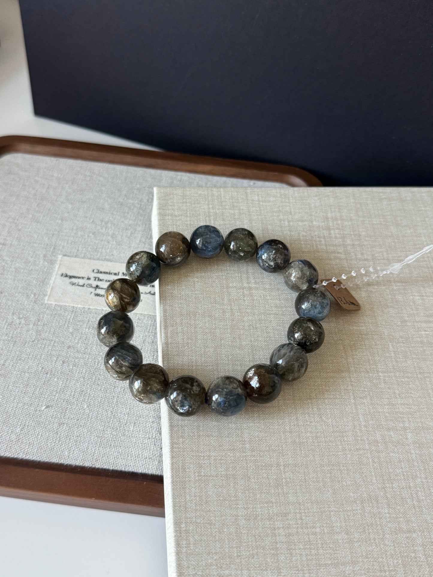 Blue/ Black Kyanite with Mica Bead Bracelet