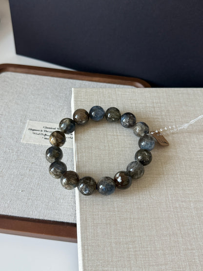 Blue/ Black Kyanite with Mica Bead Bracelet
