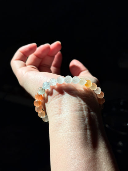 Collection Grade Rainbow Rabbit Hair Cateyes Rutiles 6.9mmBead Bracelet