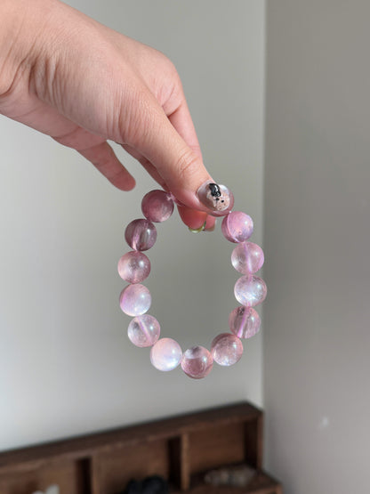 Collection Grade Rare Pink Lepidolite Bead Bracelet
