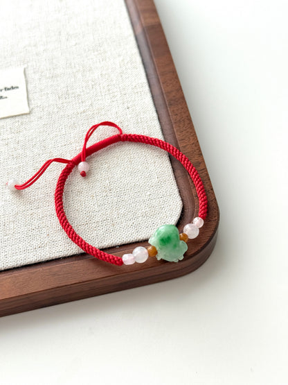 Lucky Pig Fortune Green Myanmar m Jade Grade A Bracelet