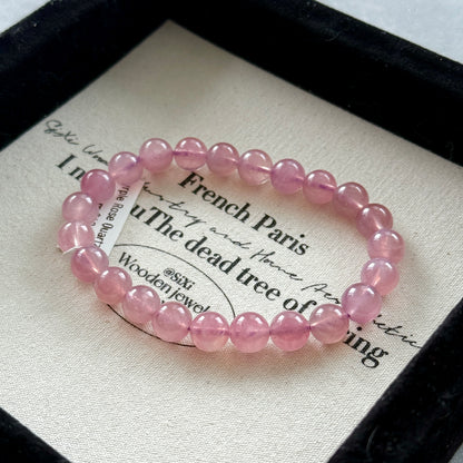 Purple Rose Quartz 8.2mm Beaded Bracelet