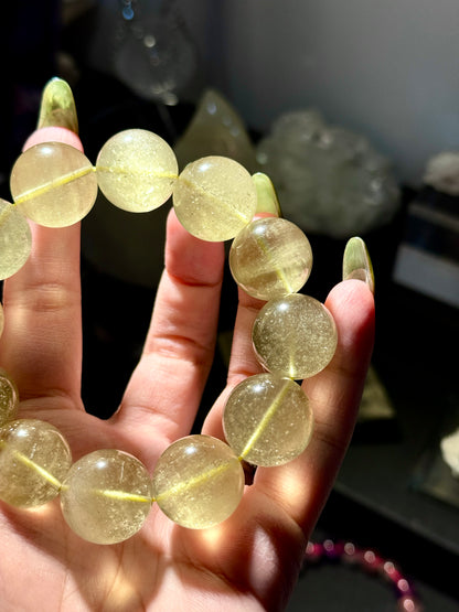 Collector Grade Libyan Gold Tektite Desert Glass 18mm Beaded Bracelet