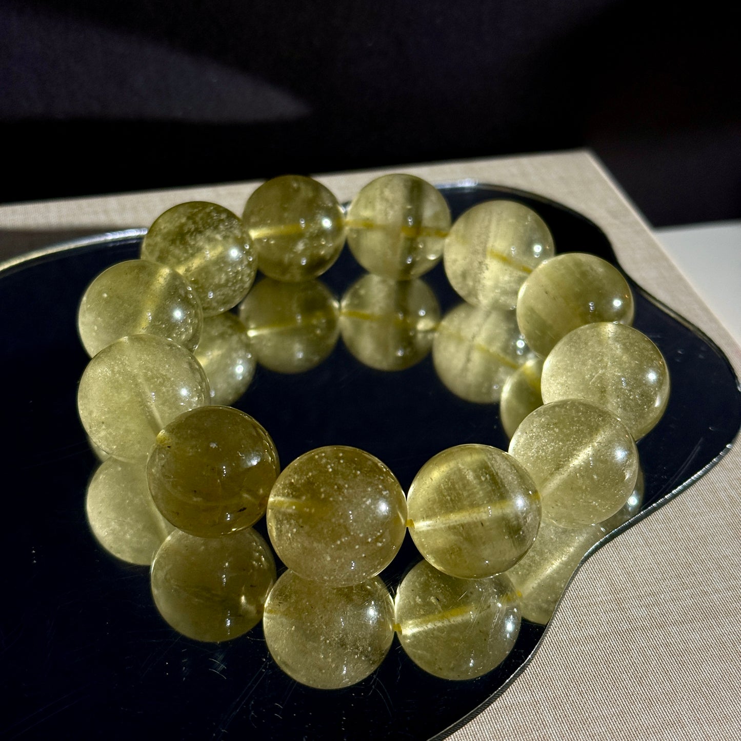 Collector Grade Libyan Gold Tektite Desert Glass 18mm Beaded Bracelet