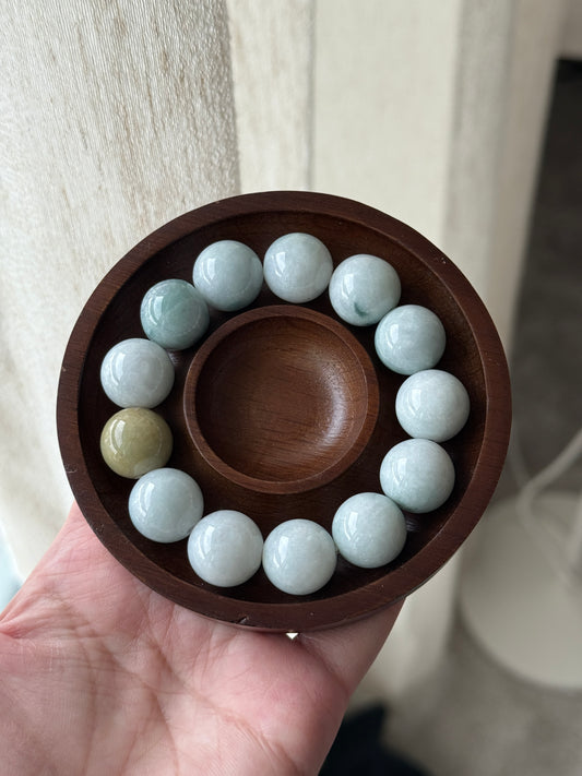 Natural Burmese Jade Grade A Beaded Bracelet 15mm+