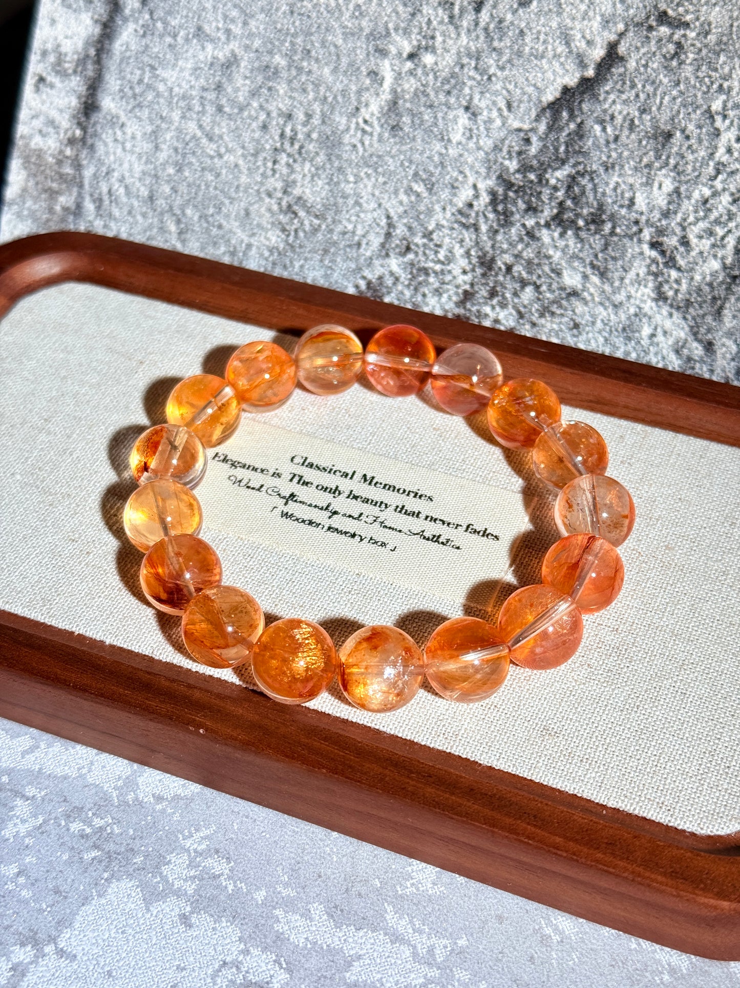 Golden Fanta Hematoid Quartz Fire Quartz 12.8mm Beaded Bracelet