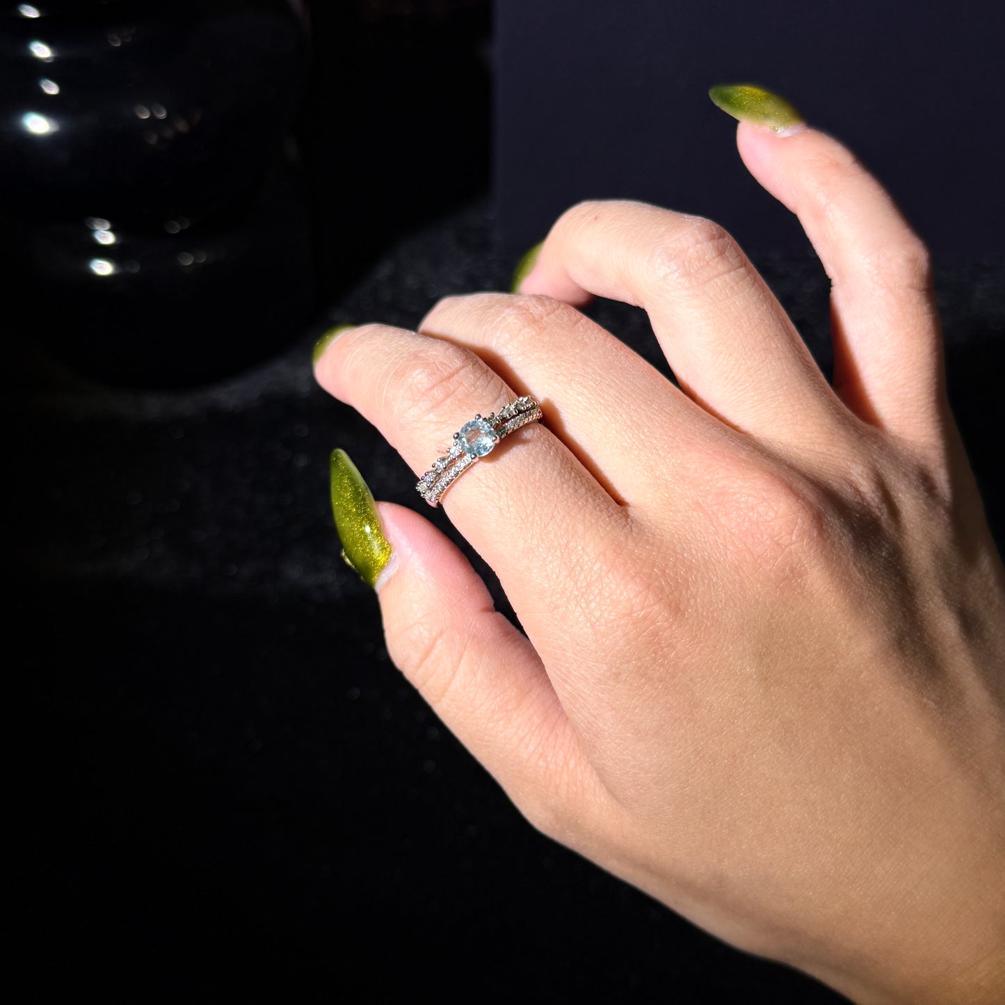 Blue Topaz Silver Plated Ring