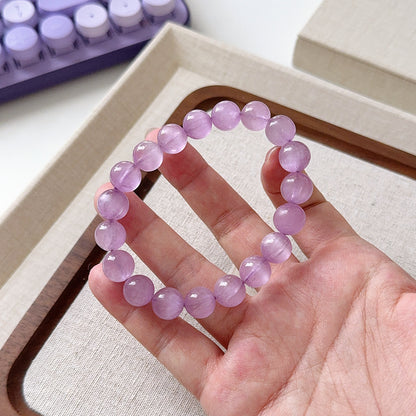 High Quality Gemmy Translucent Purple CatEye Kunzite Beaded Bracelet