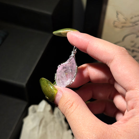 Collection Grade Kunzite Pendant with silver Necklace chain included