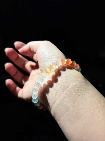 Collection Grade Rainbow Rabbit Hair Cateyes Rutiles 6.9mmBead Bracelet