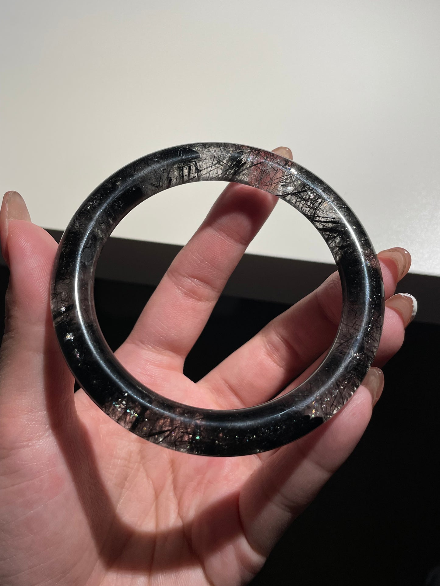 High Quality 60.3mm Black Rutilated Quartz Bangle