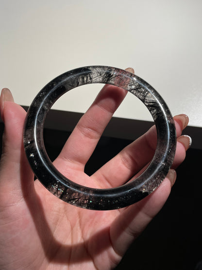 High Quality 60.3mm Black Rutilated Quartz Bangle