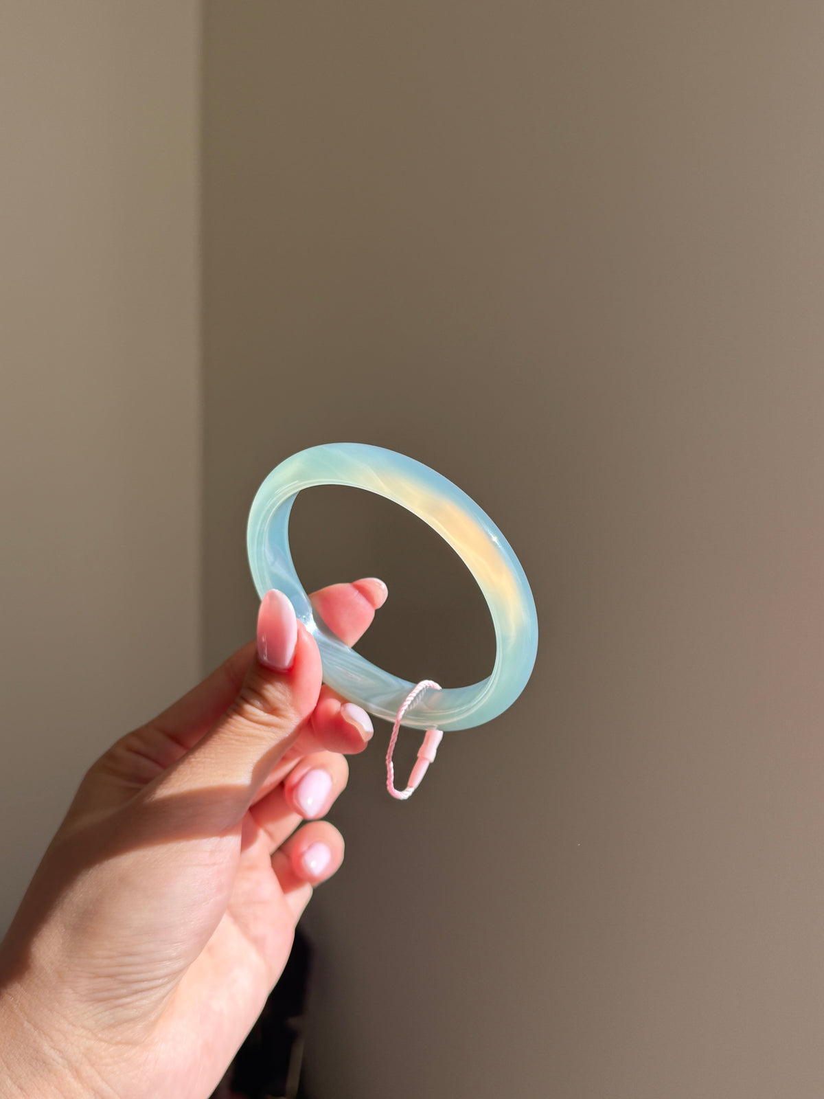 Natural Mint Blue Green Agate Bangle Translucent Icy Stone
