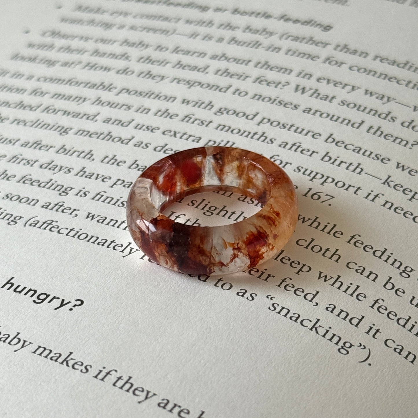 Red Hematoid Quartz Ring Band US 6.5