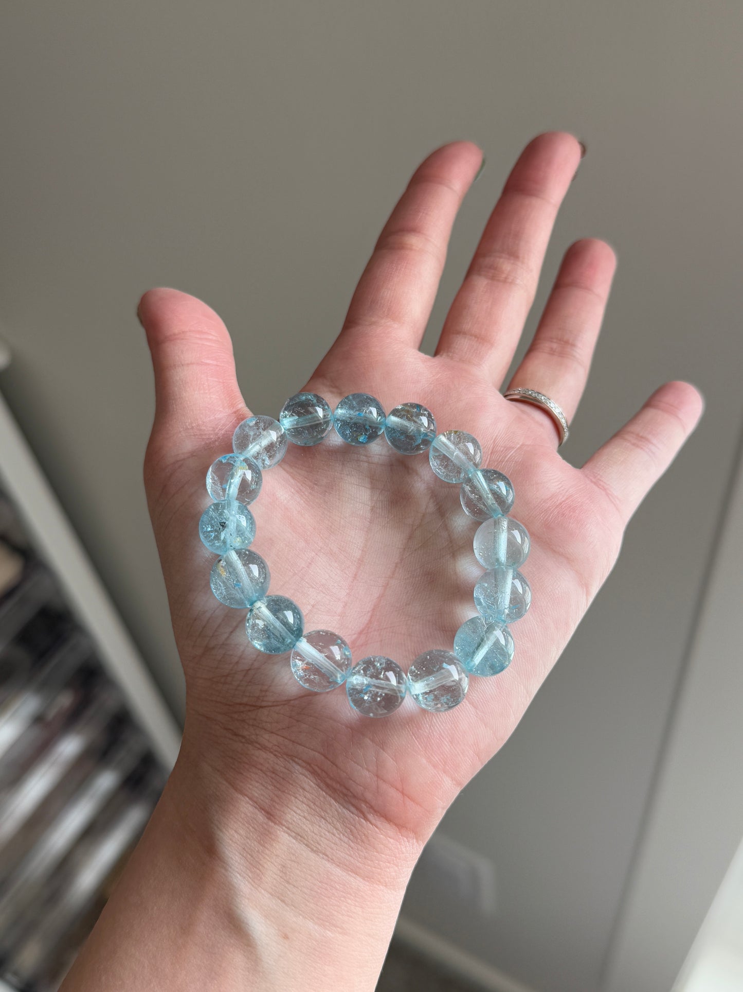 Natural Top Grade Blue Topaz 11.2mm Beaded Bracelets