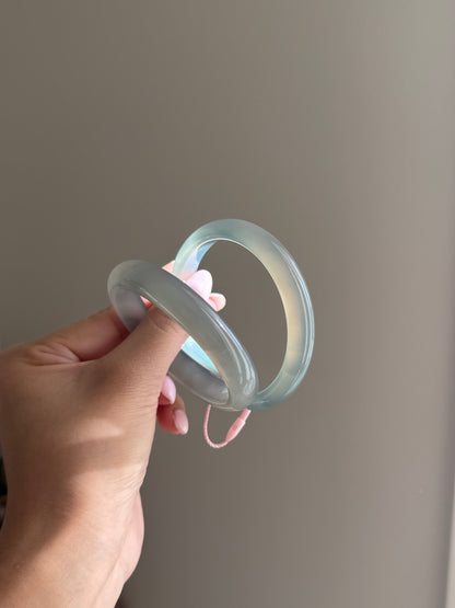 Natural Mint Blue Green Agate Bangle Translucent Icy Stone