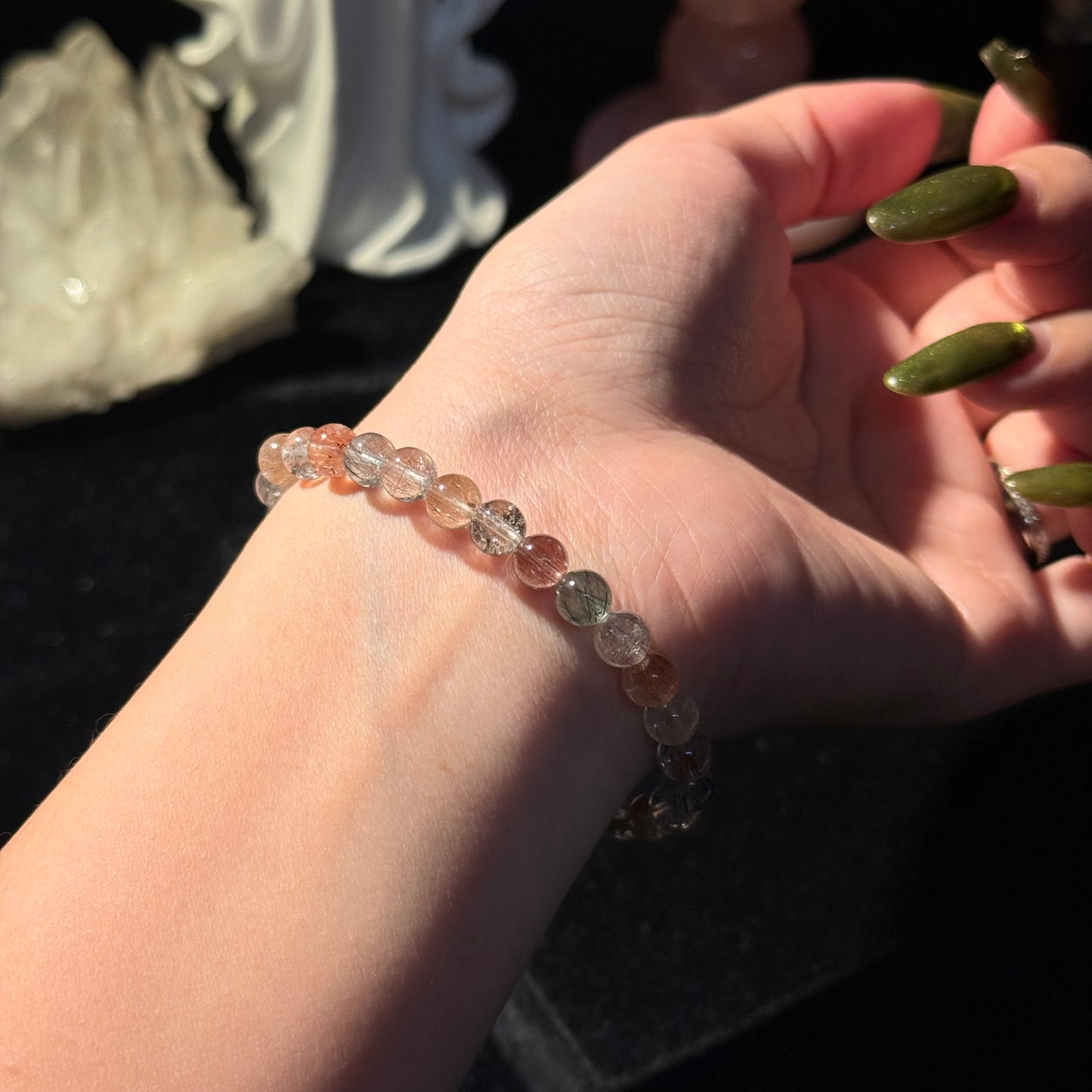 Rainbow Rabbit Hair Amphibole 6.5mm Bracelet