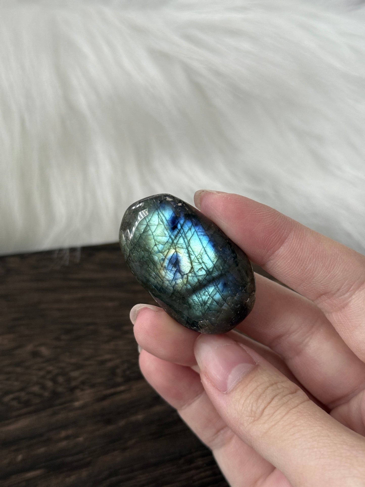 Labradorite Palm Stone Double Sided Flash