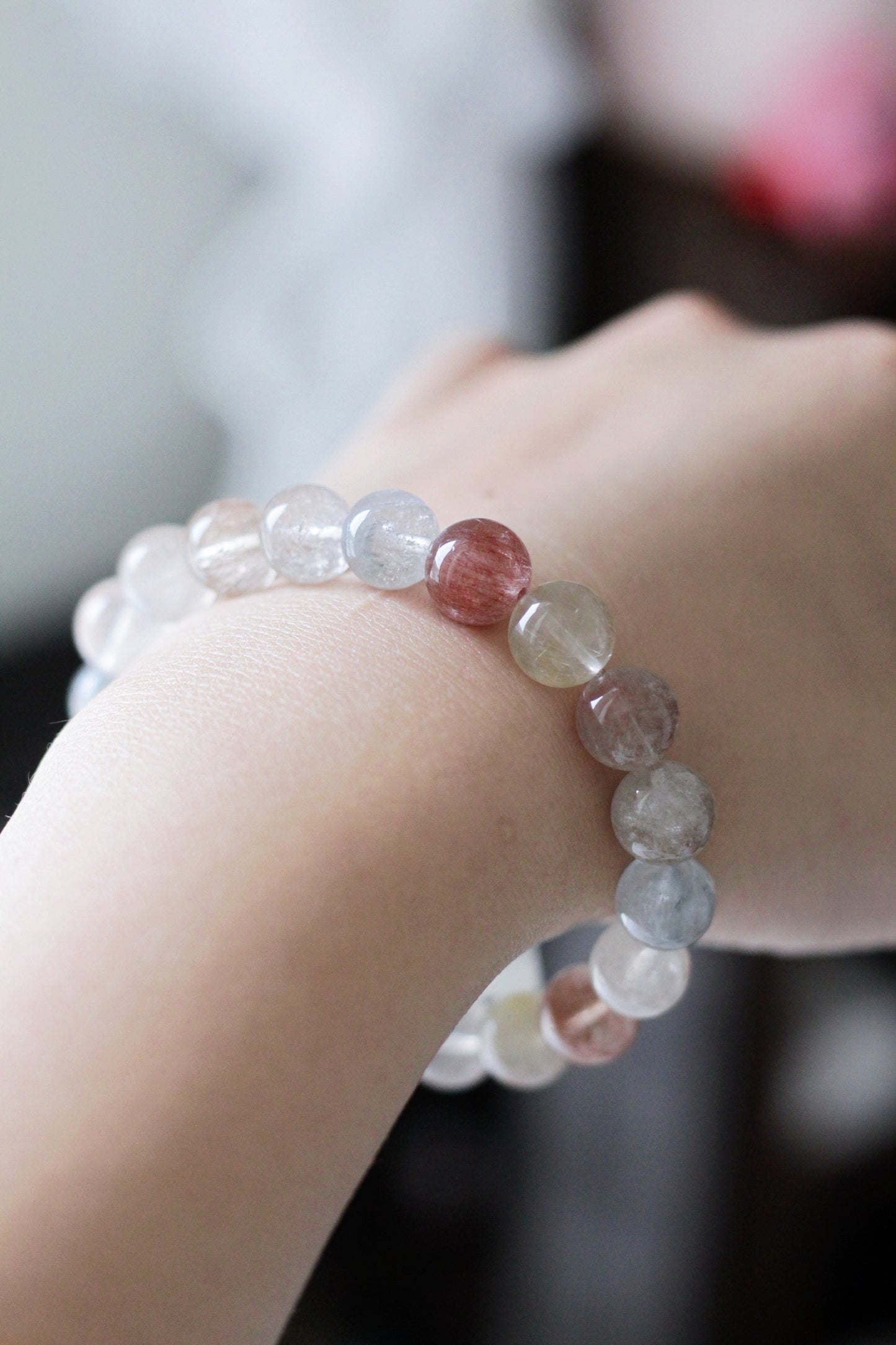 Morandi Rabbit Hair Amphibole Rutile Quartz Bead Bracelet 9.8mm