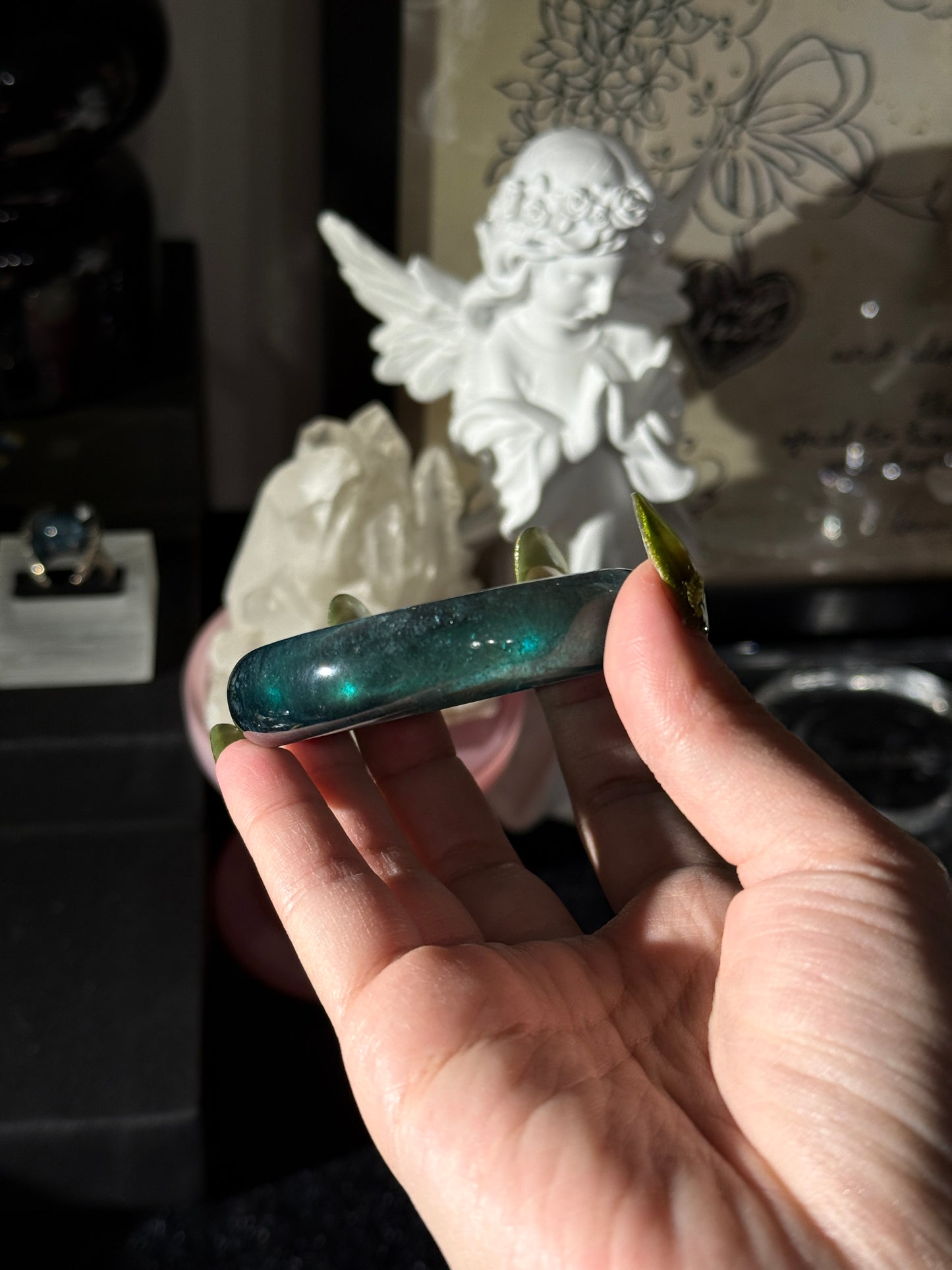 Dark Green Beryl Aquamarine Bangle