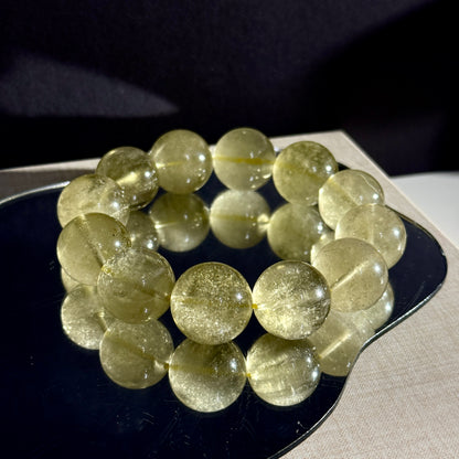 Collector Grade Libyan Gold Tektite Desert Glass 18mm Beaded Bracelet