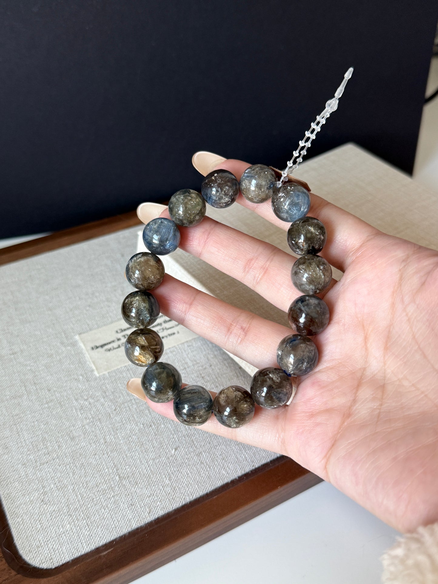 Blue/ Black Kyanite with Mica Bead Bracelet