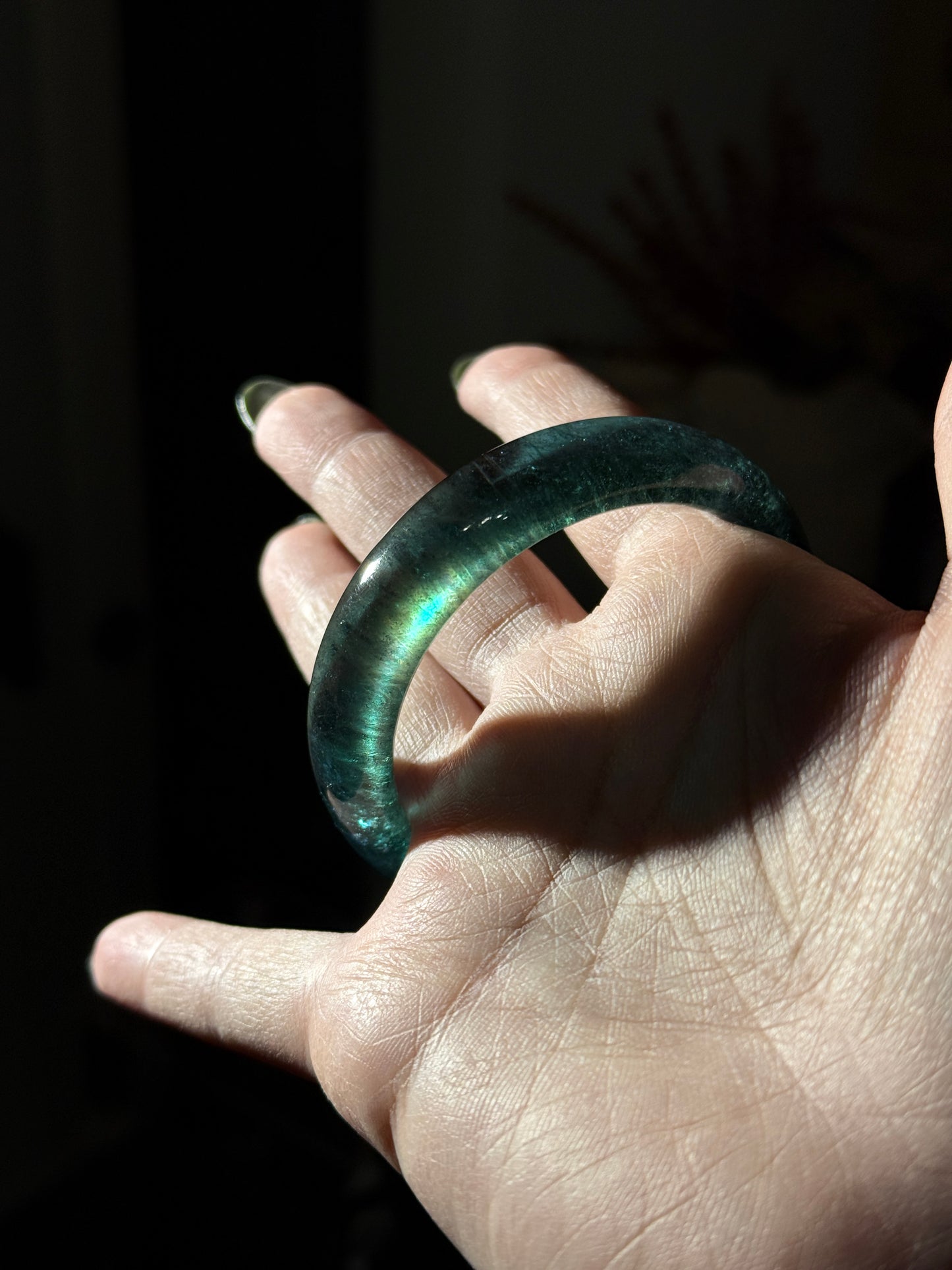 Dark Green Beryl Aquamarine Bangle
