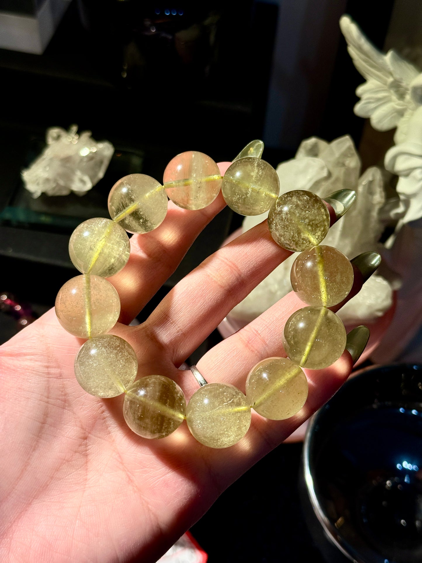 Collector Grade Libyan Gold Tektite Desert Glass 18mm Beaded Bracelet