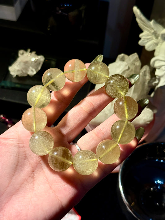 Collector Grade Libyan Gold Tektite Desert Glass 18mm Beaded Bracelet