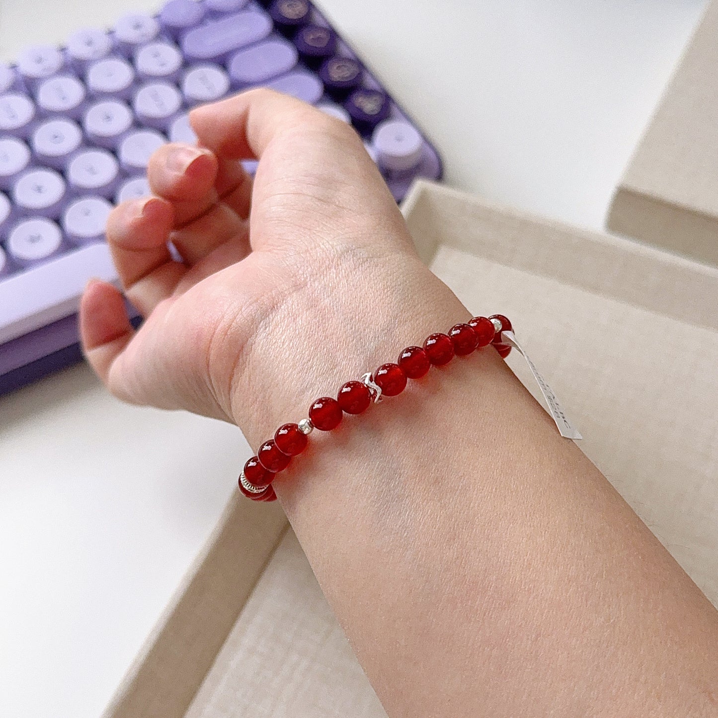 Red Agate Cornelian Lucky Stone with Clear Quartz