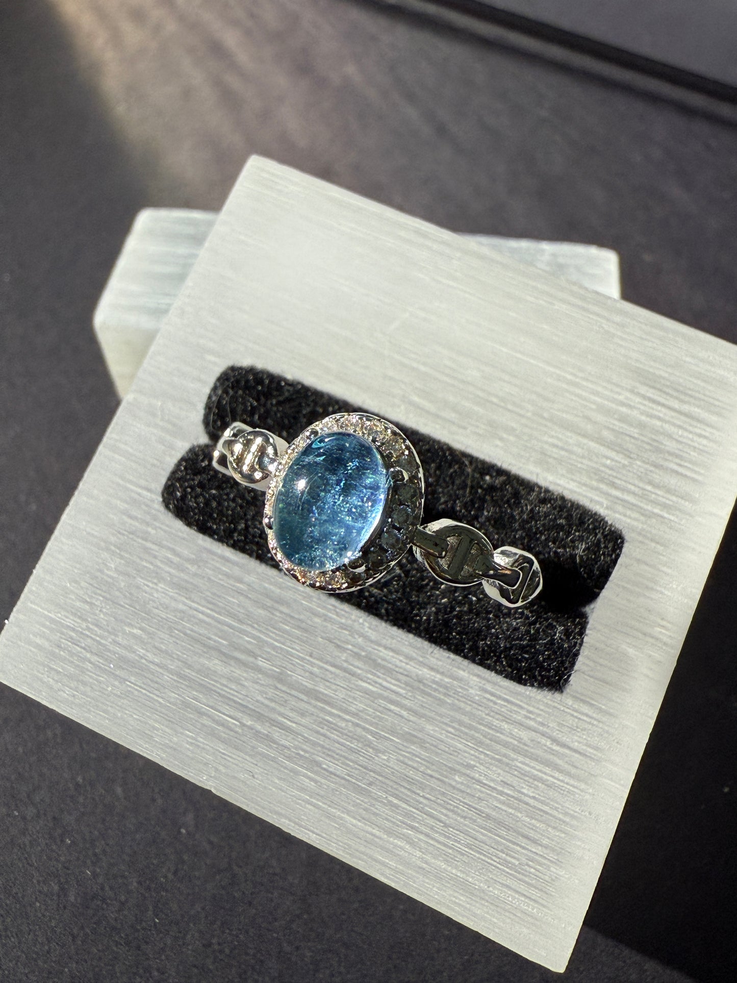 Aquamarine zirconia Ring Adjustable Free Size