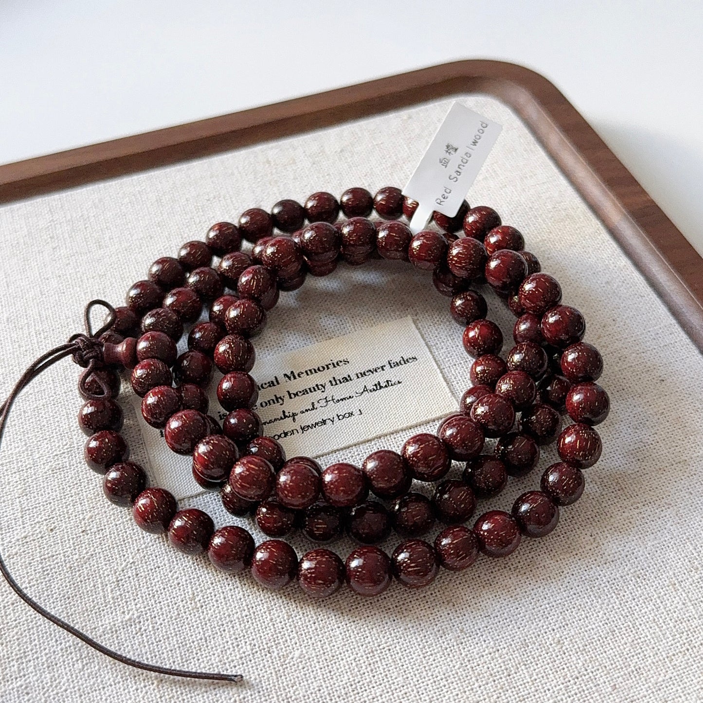 Buddha Tibetan Red Sandalwood 108 Mala Bead Bracelet