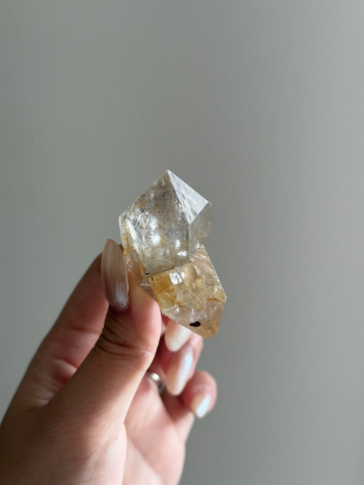 Golden Herkimer Point High Clarity Heart