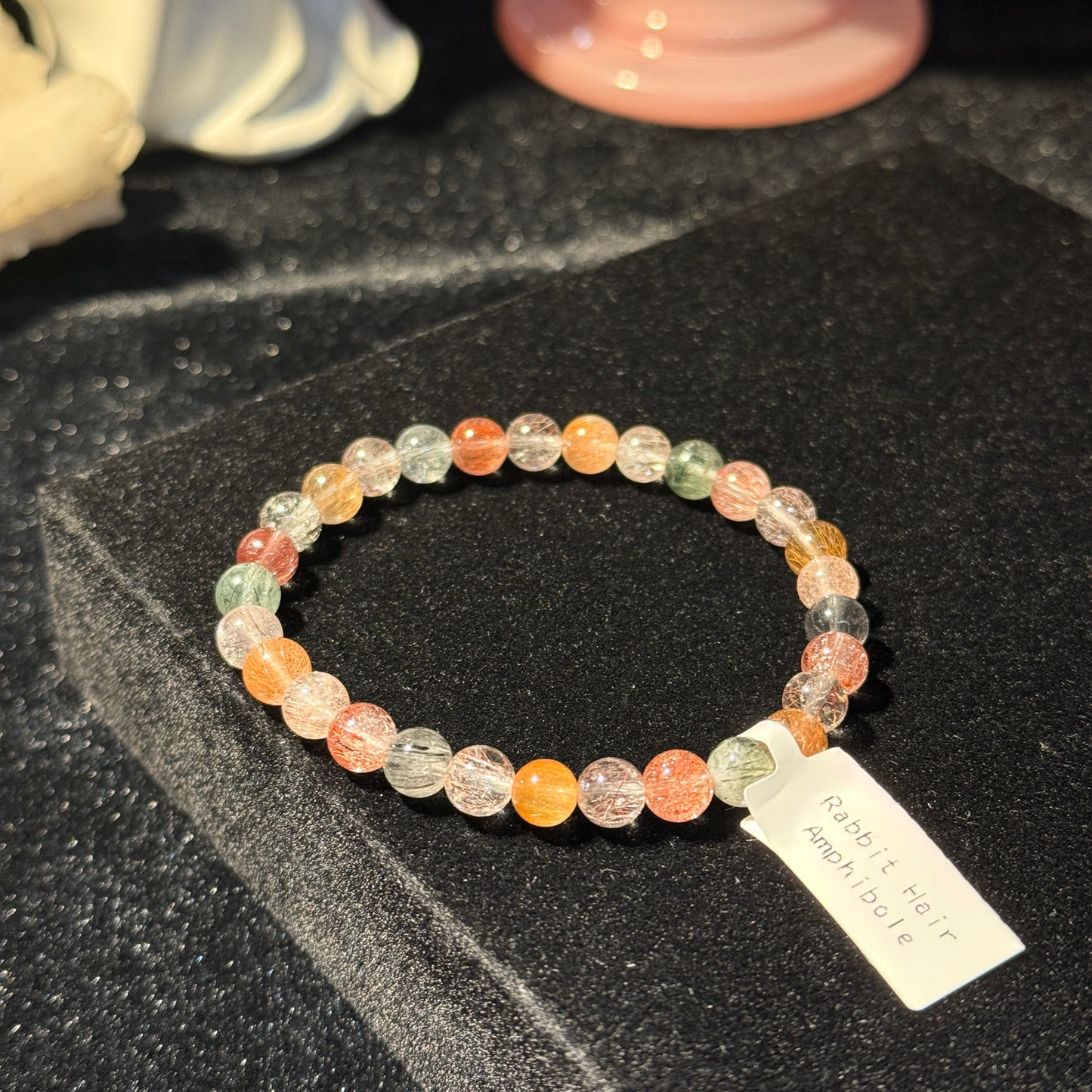 Rainbow Rabbit Hair Amphibole 6.5mm Bracelet