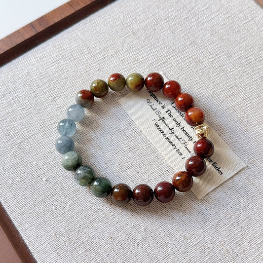 Rainbow Rabbit Hair Amphibole Quartz 8.8mm Beaded Bracelet