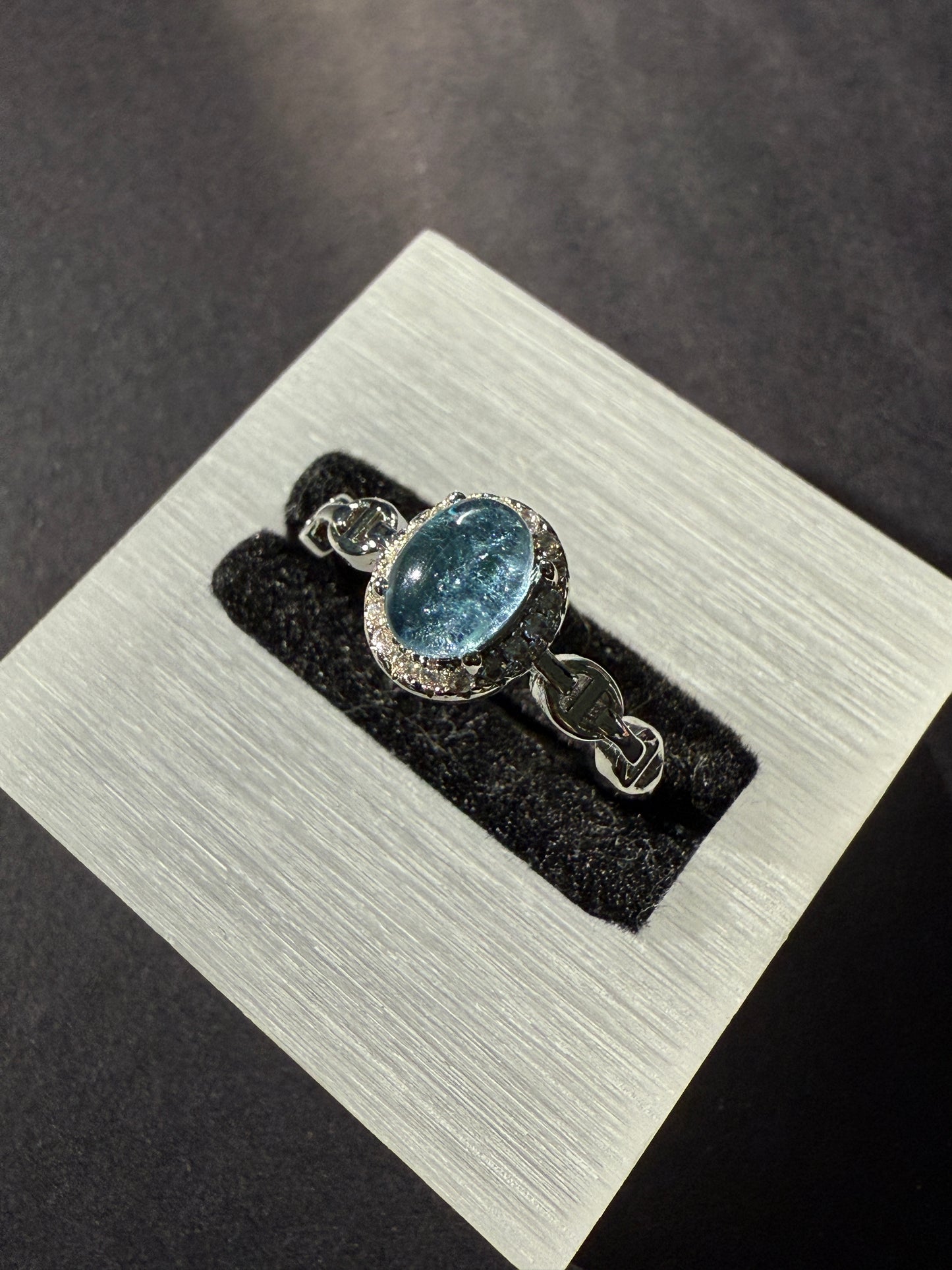 Aquamarine zirconia Ring Adjustable Free Size
