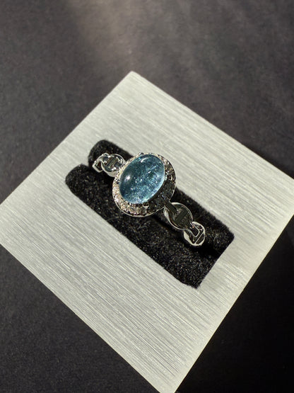 Aquamarine zirconia Ring Adjustable Free Size
