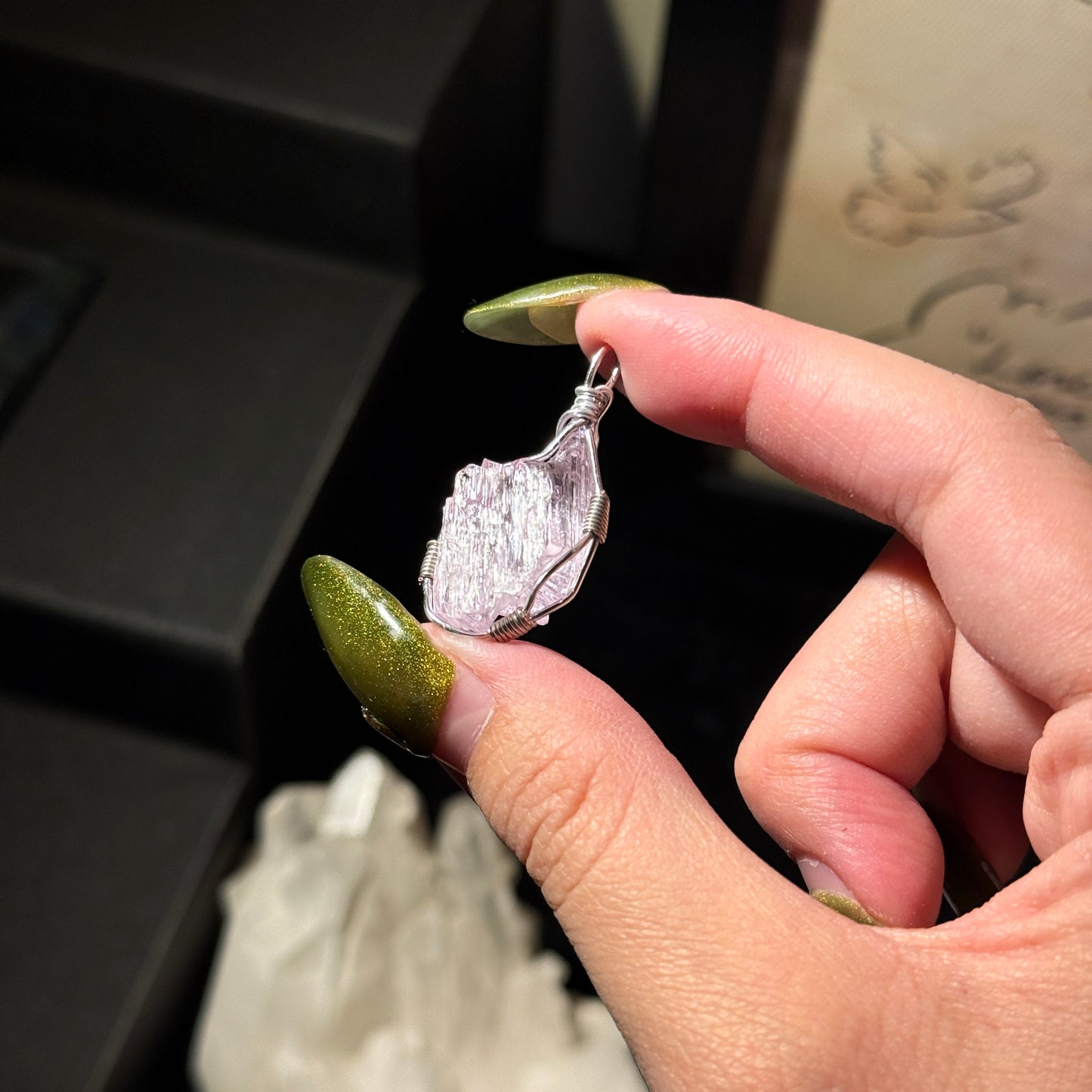 Collection Grade Kunzite Pendant with silver Necklace chain included