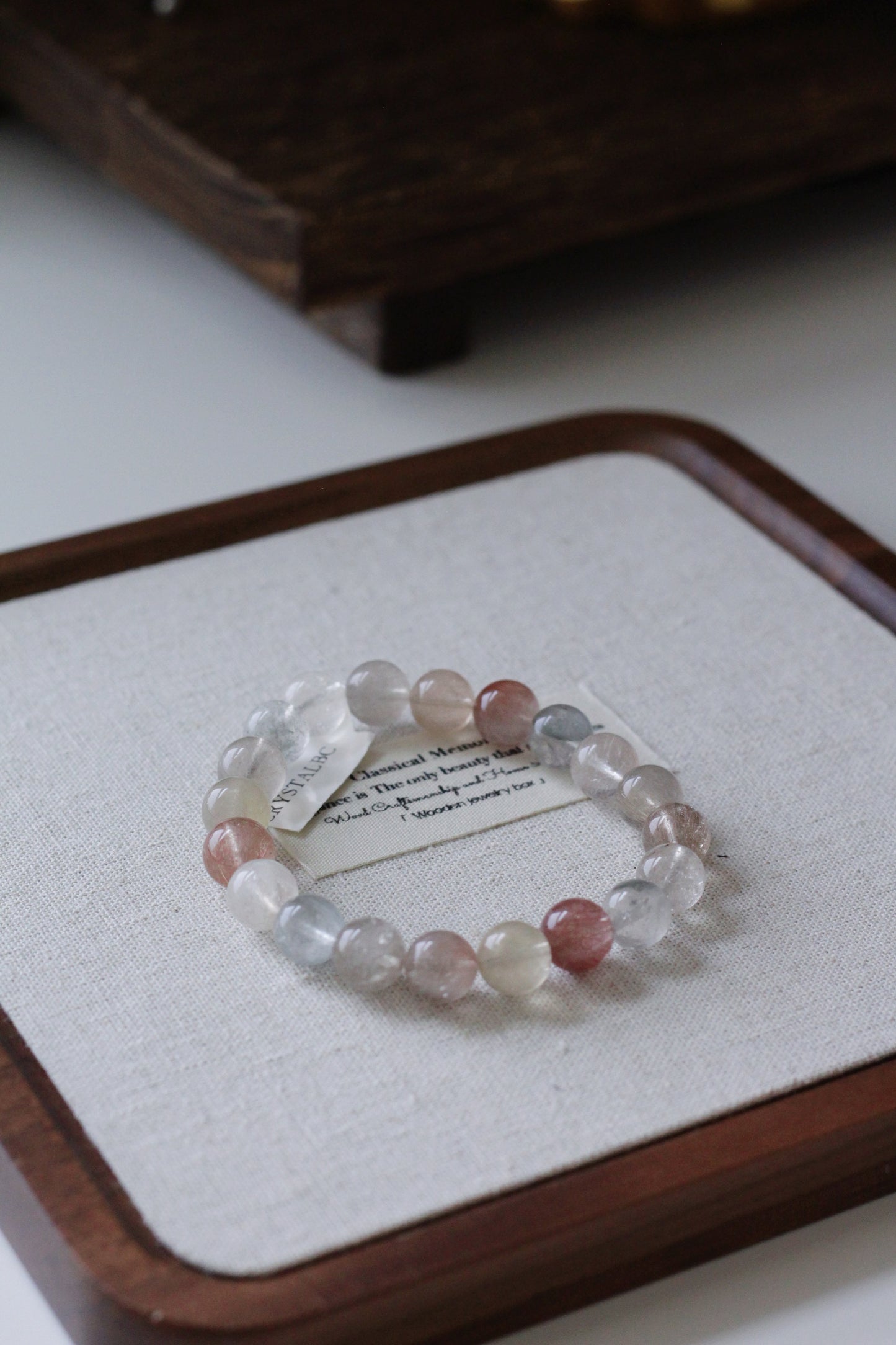 Morandi Rabbit Hair Amphibole Rutile Quartz Bead Bracelet 9.8mm