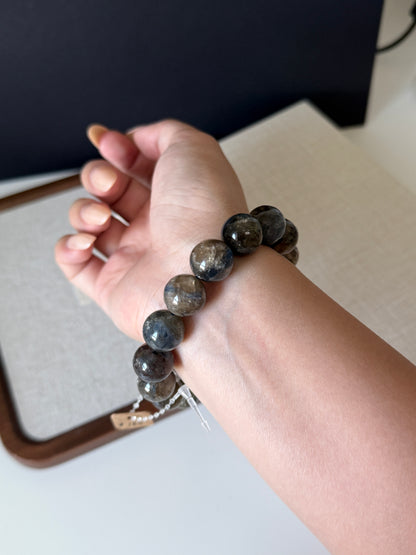 Blue/ Black Kyanite with Mica Bead Bracelet