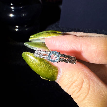Blue Topaz Silver Plated Ring