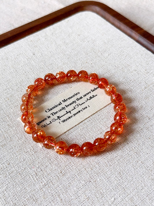Premium Quality Golden Strawberry Orange Sunstone Beaded Bracelet