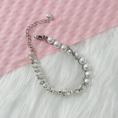 Heavily Silver-Plated Pearl Hematite Bracelet