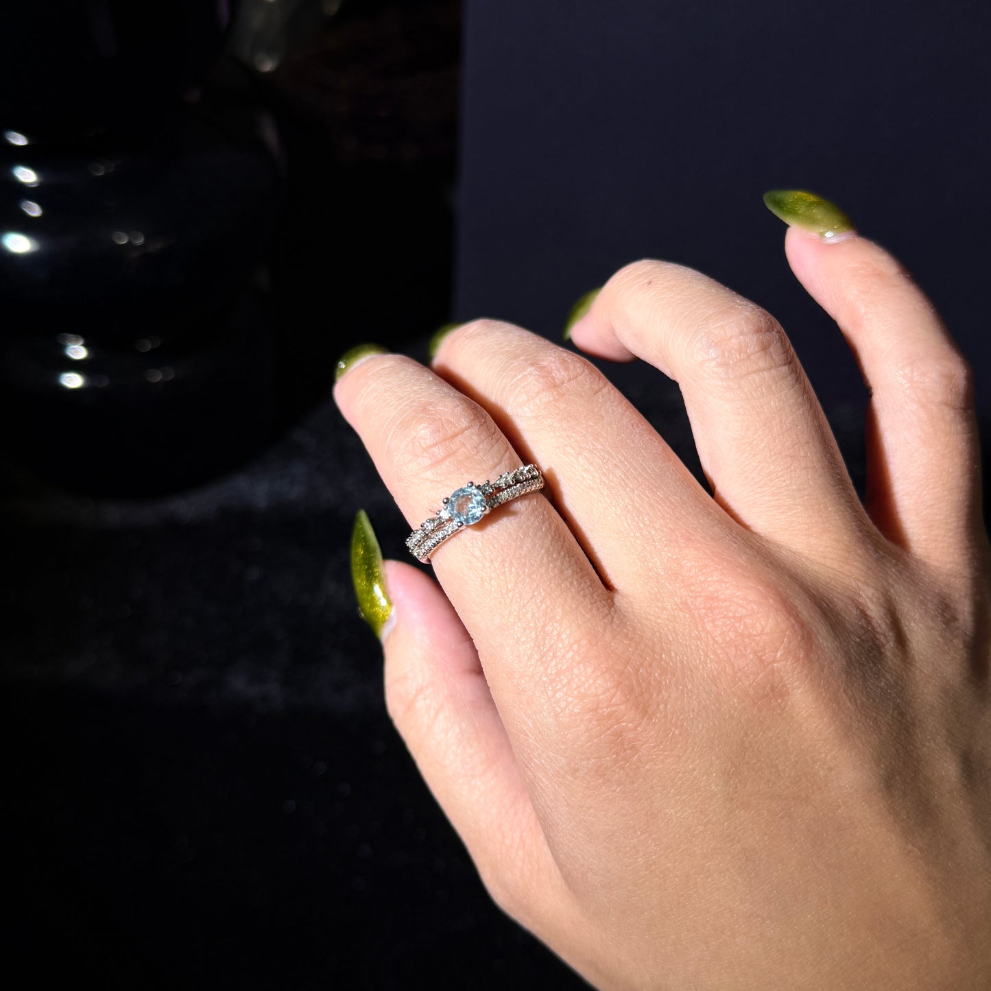 Blue Topaz Silver Plated Ring