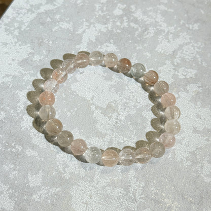 Light Rainbow Rabbit Hair Amphibole 8.3mm Beaded Bracelet