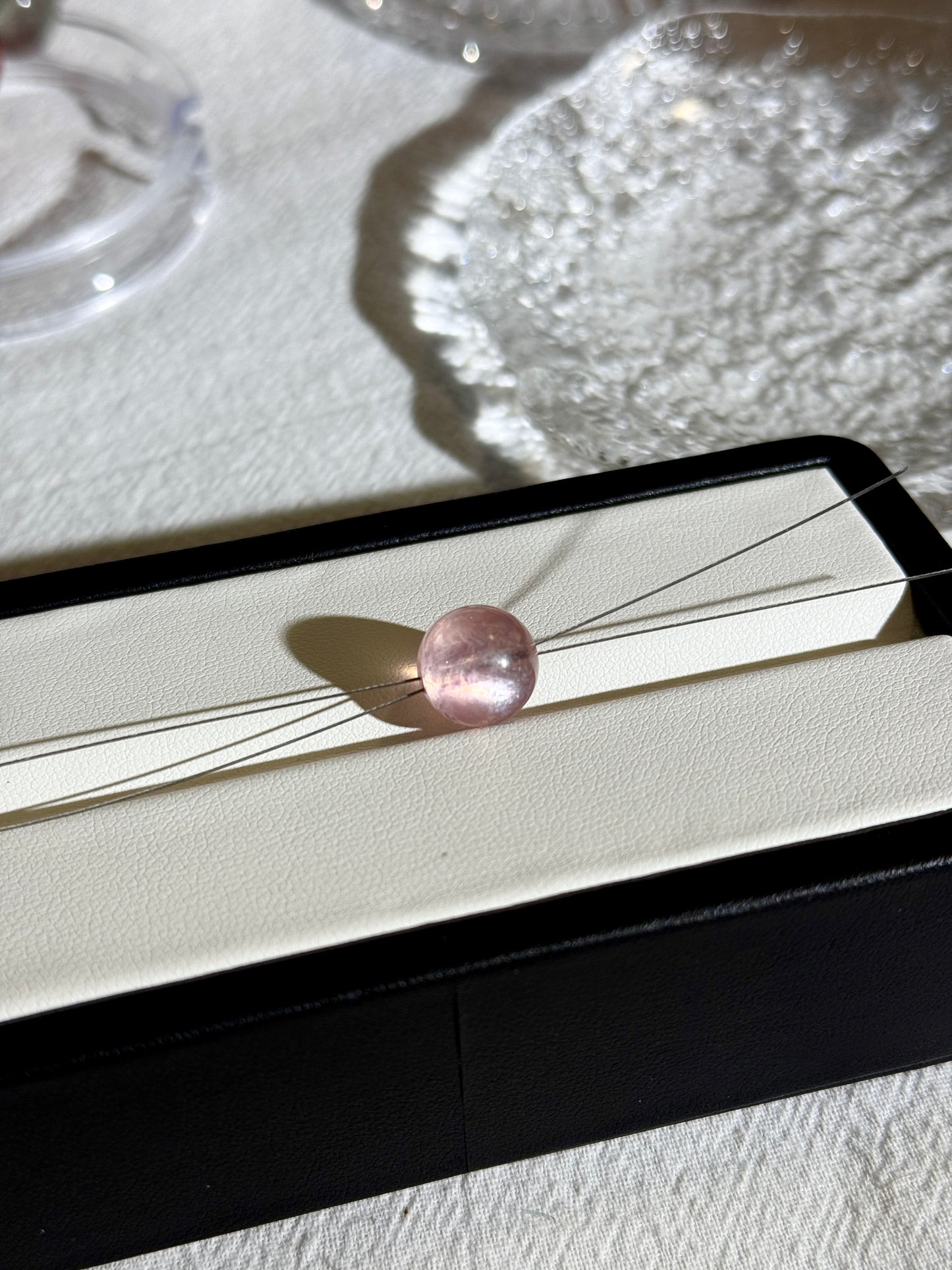 Pink Lepidolite Double Sided Flash Single Bead 11mm