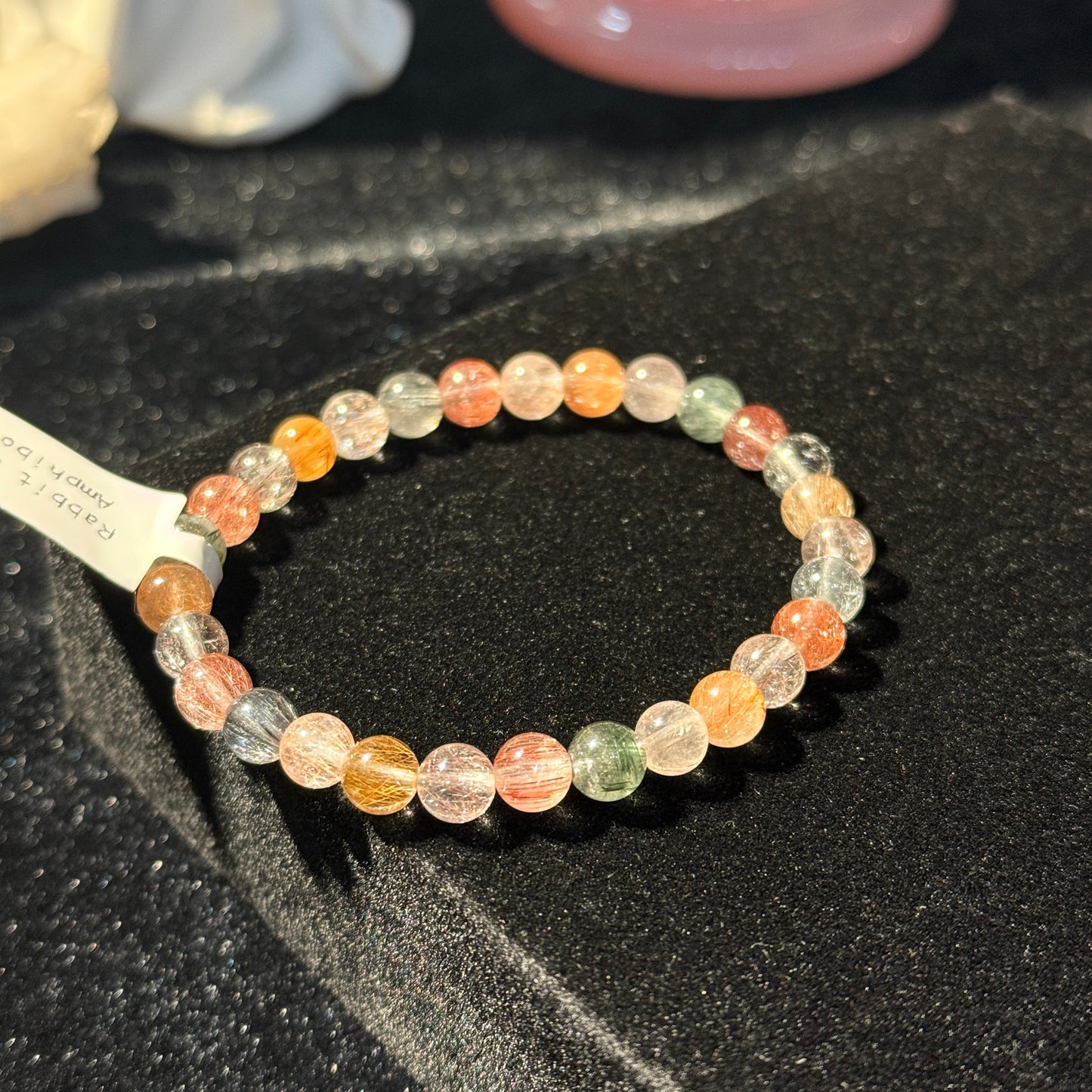 Rainbow Rabbit Hair Amphibole 6.5mm Bracelet