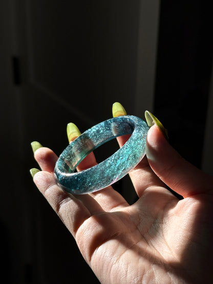 Dark Green Beryl Aquamarine Bangle