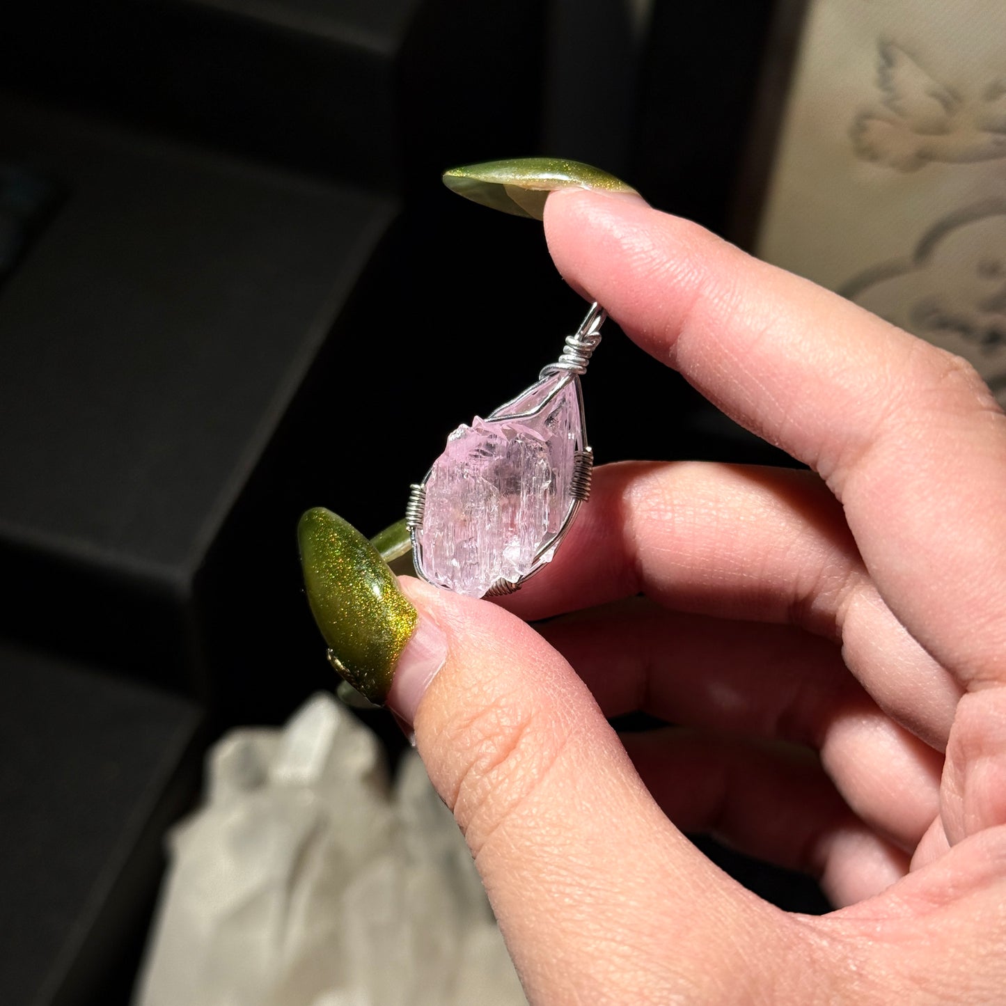 Collection Grade Kunzite Pendant with silver Necklace chain included